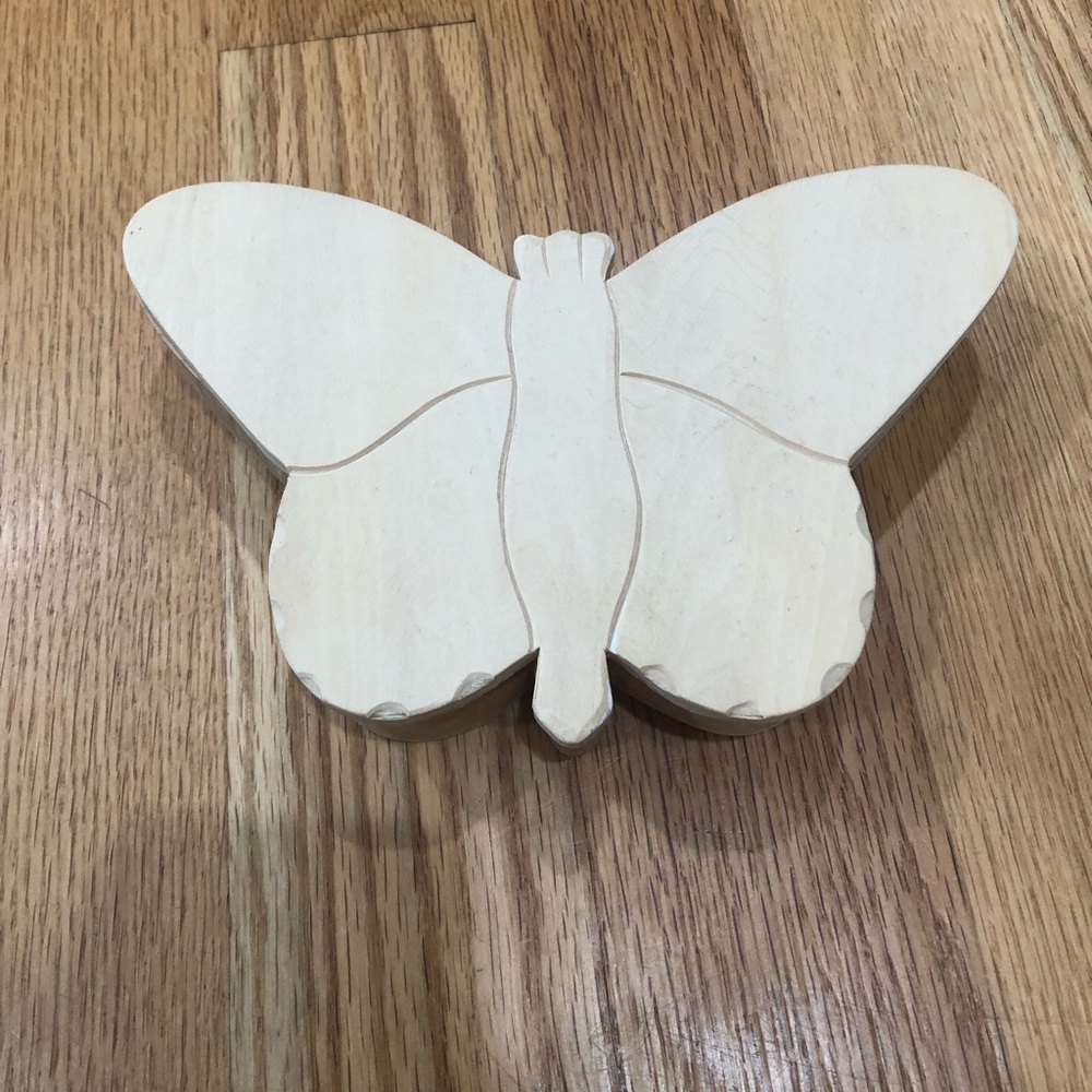 Paint-able Wooden Butterfly Jewelry Box